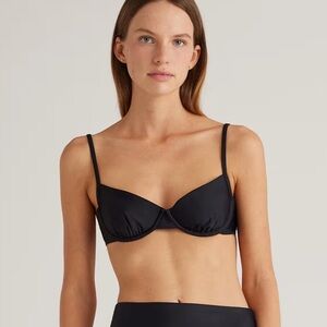 NWT QUINCE Italian Demi Bikini Top Black